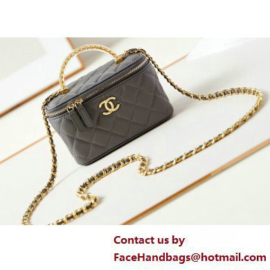 Chanel Lambskin, Resin & Gold-Tone Metal Clutch with Chain Bag AP3820 Dark Gray 2025